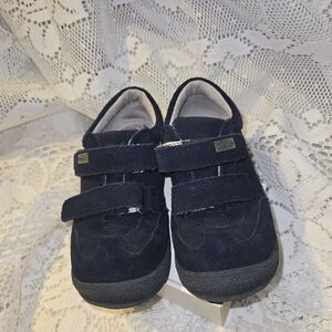 L'Amour Navy Blue Genuine Leather Sneakers with Velcro Straps